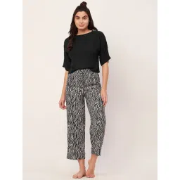 Moomaya Black & White Printed Top With Pants-picture-23