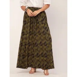 Moomaya Black & Yellow Printed Skirt-picture-27