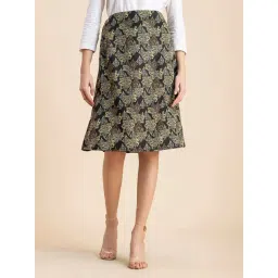 Moomaya Black & Yellow Printed Skirt-picture-26