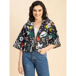 Moomaya Black Cotton Printed Jacket-picture-33