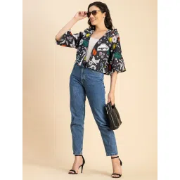 Moomaya Black Cotton Printed Jacket image 4