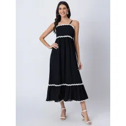 Moomaya Black Cotton Regular Fit Casual Dress-picture-33
