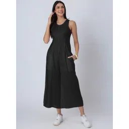 Moomaya Black Cotton Regular Fit Jumpsuit-picture-38