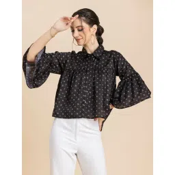 Moomaya Black Floral Print Shirt-picture-20