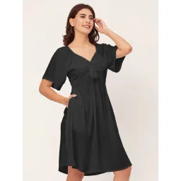 Moomaya Black Regular Fit A Line Dress-picture-24