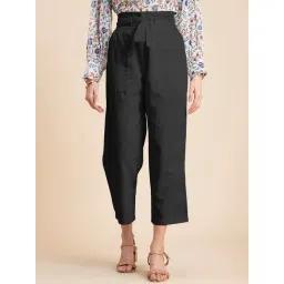 Moomaya Black Regular Fit High Rise Culottes-picture-18