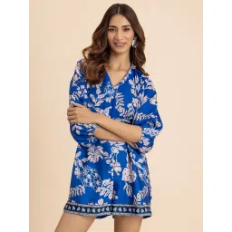 Moomaya Blue Floral Print Playsuit image 1