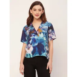 Moomaya Blue Floral Print Shirt-picture-26