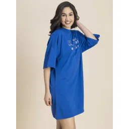 Moomaya Blue Graphic Print T-Shirt Dress image 3