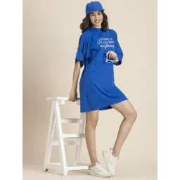 Moomaya Blue Graphic Print T-Shirt Dress image 4
