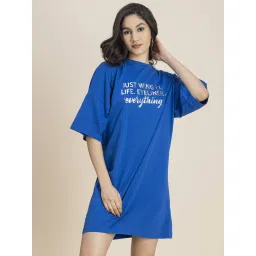 Moomaya Blue Graphic Print T-Shirt Dress image 1