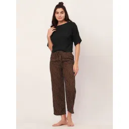 Moomaya Brown & Black Printed Top With Pants-picture-42
