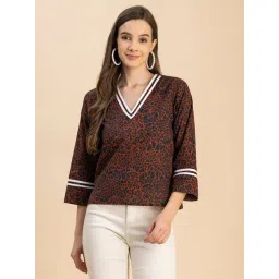 Moomaya Brown Cotton Printed Top-picture-23