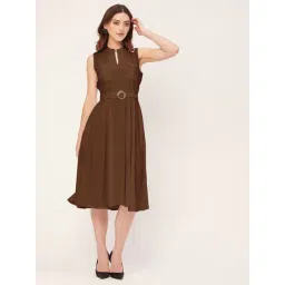 Moomaya Brown Regular Fit Midi Dress-picture-37