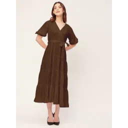 Moomaya Brown Relaxed Fit Midi Dress-picture-10