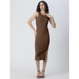 Moomaya Brown Slim Fit Bodycon Dress-picture-34
