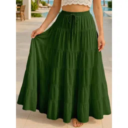 Moomaya Cotton Tiered Maxi Skirt-picture-37