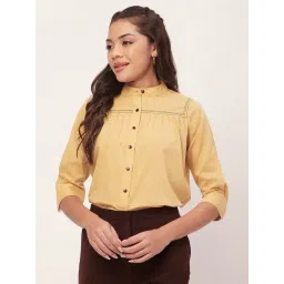 Moomaya Cream Cotton Regular Fit Shirt-picture-15