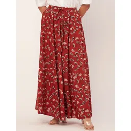 Moomaya Floral Printed Flared Maxi Skirt-picture-36