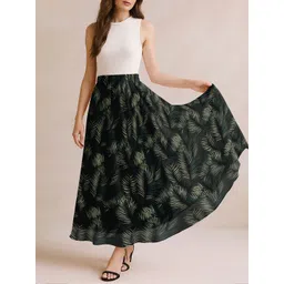 Moomaya Floral Printed High Waist Flowy Long Skirt-picture-28