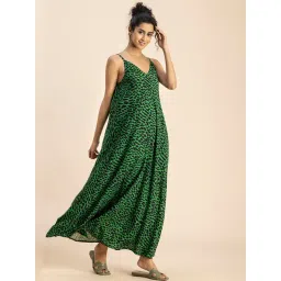 Moomaya Green & Black Printed Maxi Dress-picture-25