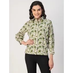 Moomaya Green Cotton Floral Print Shirt-picture-47