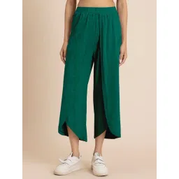 Moomaya Green Relaxed Fit High Rise Crop Pants-picture-44