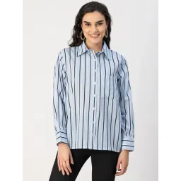 Moomaya Light Blue Cotton Striped Shirt-picture-44