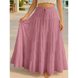 Moomaya Mauve Regular Fit Skirt with Pockets-picture-44
