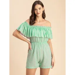 Moomaya Mint Georgette Striped Playsuit-picture-30