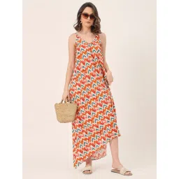 Moomaya Multicolor Printed High-low Dress-picture-22