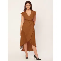 Moomaya Mustard Regular Fit High-low Dress-picture-38