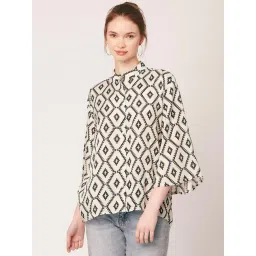 Moomaya Off White & Black Viscose Printed Shirt-picture-18