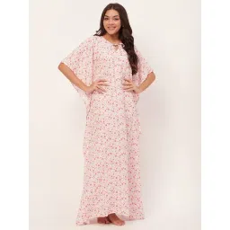 Moomaya Off White Floral Print Kaftan Nighty-picture-29