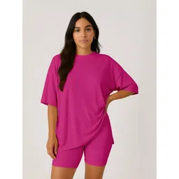 Moomaya Oversized T-Shirt And Shorts Lounge Set-picture-17