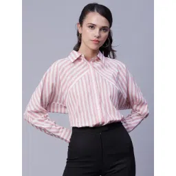 Moomaya Pink Cotton Striped Shirt-picture-13