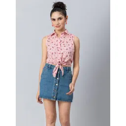 Moomaya Pink Floral Print Shirt-picture-15