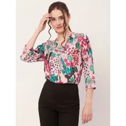 Moomaya Pink Floral Print Shirt-picture-18