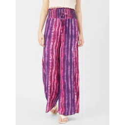 Moomaya Purple & Pink Printed Regular Fit Low Rise Palazzos-picture-41