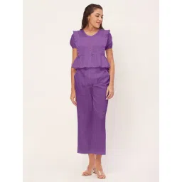 Moomaya Purple Cotton Midi Co-ord Set-picture-14