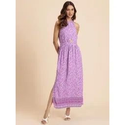 Moomaya Purple Printed Midi Dress-picture-46
