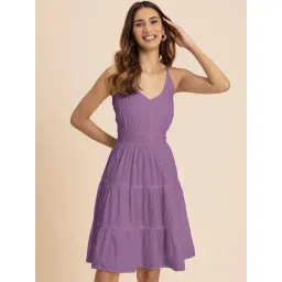Moomaya Purple Regular Fit A Line Dress-picture-39