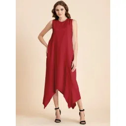 Moomaya Red Regular Fit High-low Dress-picture-35
