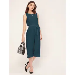 Moomaya Teal Georgette Midi Jumpsuit-picture-14