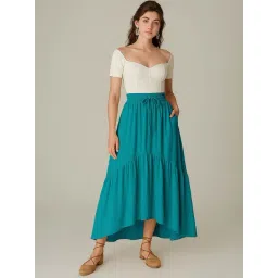 Moomaya Turquoise Regular Fit Skirt-picture-29