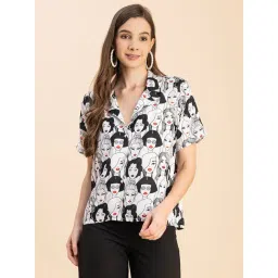 Moomaya White & Black Printed Shirt-picture-30