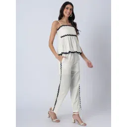 Moomaya White Cotton Regular Fit Co-Ord Set image 4