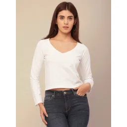 Moomaya White Regular Fit Crop Top-picture-10