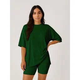 Moomaya Women Casual Summer Oversized T-Shirt With Biker Shorts Co-Ords-image-19