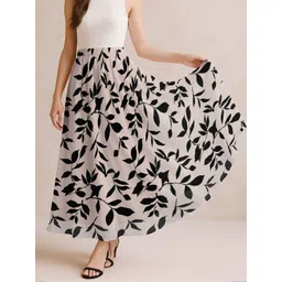 Moomaya Women Floral Printed High Waist A-Line Maxi Skirt-picture-31